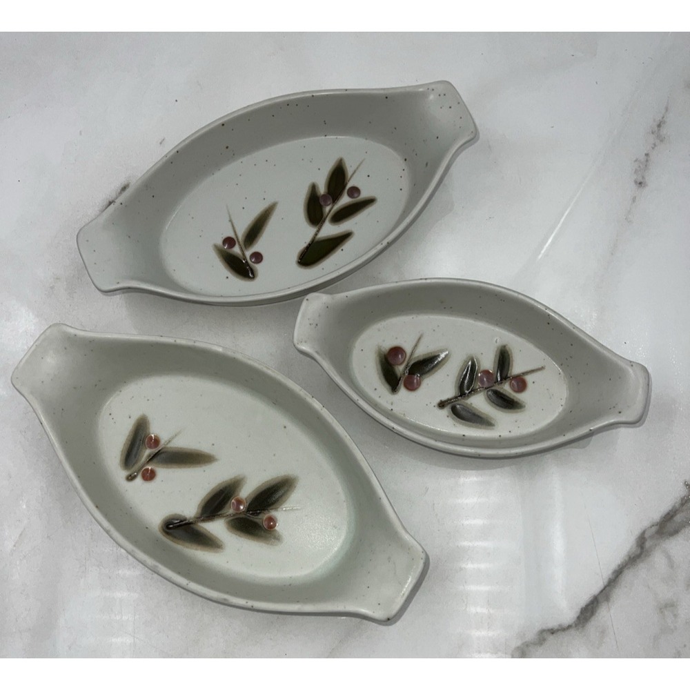 VTG Otagiri Bittersweet Oval Ramekin Casseroles Berries Stoneware 3" Lot of 3